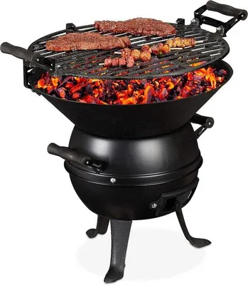 Immagine prodotto di Barbecue compatto regolabile, Ø 35 cm, nero, a carbonella, in ghisa, portatile