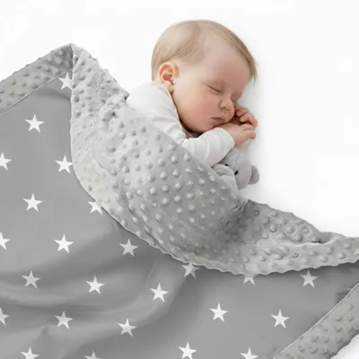 Produktbild von Minky-Decke 75x50cm, ganzjährig verwendbar für Babys - graue Sterne