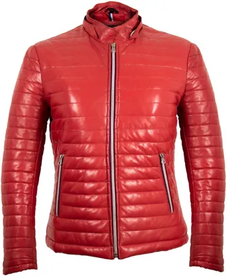 Produktbild von Damen Stepp Lederjacke mit Fell Kapuze aus echtem Schafsleder Slim Fit Gesteppt(XL,Rot)