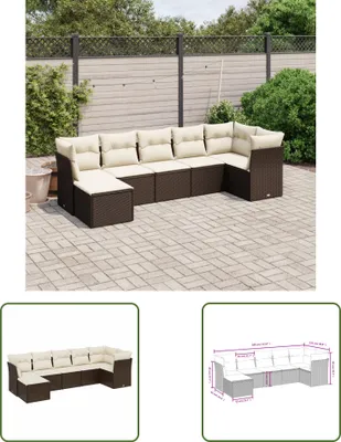 Produktbild von The Living Store 7-tlg. Garten-Sofagarnitur mit Kissen Braun Poly Rattan