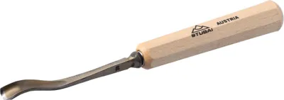 Produktbild von STUBAI Stemmeisen Stechbeitel Serie 52 - Form 38 | Verkehrt gekröpftes Hohleisen 10 mm, mit Holzgriff, für Figurenarbeiten, Kerb- und Reliefschnitzarbeiten, zur präzisen Bearbeitung von Holz