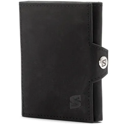SERASAR | Peňaženka z Hovädzej Kože [Genius] z Leather | Farba: Čierna/hnedá | Dĺžka: 9cm