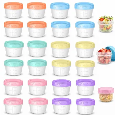 24er-Set 80ml Gefrierbehälter mit Messskala, auslaufsicher, luftdicht