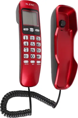Produktbild von Mini-Wandtelefon für Home Office und Hotel mit Anrufer-ID-Anzeige und LCD-Display, Festnetztelefon, rot