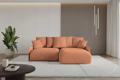Produktbild von ALTDECOR Ecksofa mit Schlaffunktion und Bettkasten ONESK-L  216x177x72 cm Apricot - Corner Sofa Eckcouch Couch L-Form  angeordnet Schlafcouch Ausziehbar Wohnlandschaft