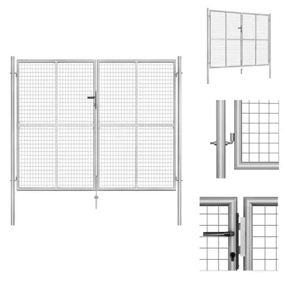 Obrázok produktu pre vidaXL Záhradná brána Pozinkovaná oceľ 306 x 250 cm Strieborná - Záhradné brány