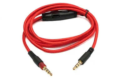 Produktbild von SYSTEM-S Audio Ersatz Kabel 150 cm AUX 3,5 mm Klinke geflochten Rot für Hyperx Cloud Mix Alpha