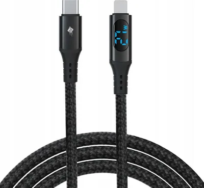 Produktbild von USB-C-Lightning-Kabel für Schnellladen (PD 27 W 3 A, 100 cm) + Datenkabel + LCD-Anschluss