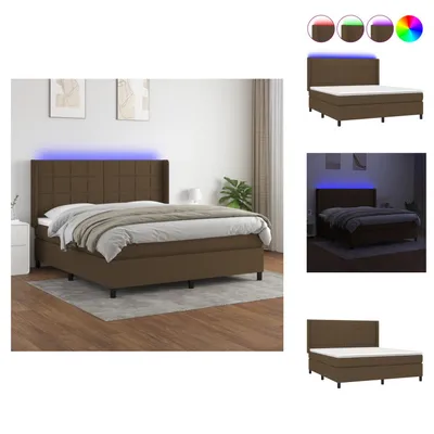 Produktbild von vidaXL Boxspringbett mit Matratze & LED Dunkelbraun 180x200 cm Stoff -  Betten & Bettgestelle
