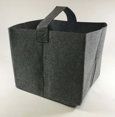 Image de Sac carré pour bois de cheminée en feutre gris foncé 37x34x33cm
