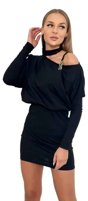 Produktbild von Schwarzes Kleid mit Schulterverzierung