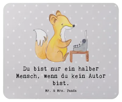 Produktbild von Mr. & Mrs. Panda Mousepad Autor Herz - Grau Pastell - Geschenk, laptop mauspad, Buchhandlung, pc mausunterlage, Spruch, Verlag, Mouse Pad, Witzig, Buchladen