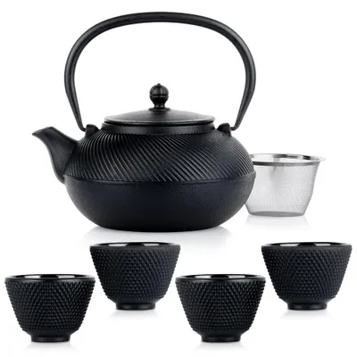 Produktbild von Vilde | Teekanne mit Tassen 6-teilig - 1 L / 60 ml - Gusseisen Emailliert - CAST LINE