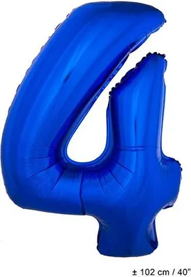 Produktbild von XXL Zahlen Folienballon 100 cm - Blau Zahl: 4