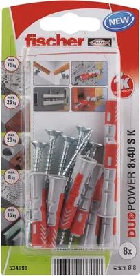 Image de Fischer 534998 vis d'ancrage / cheville murale 8 pc(s) Kit de vis et d'ancrage 40 mm
