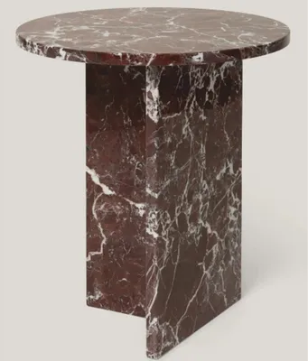 Produktbild von Casa Padrino Luxus Marmor Beistelltisch Dunkelrot Ø 45 x H. 50 cm - Marmor Möbel