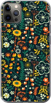 Produktbild von MuchoWow® Handyhülle Schutzhülle Hülle für Telefoonhoesje iPhone 12 Pro Max Mädchen - Schmetterling - Pflanzen - Muster - Mädchen - Kinder - Mädchen Silikon Softcase Handy Hülle - Hartschale