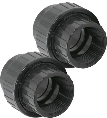 Produktbild von HAF 2x PVC Fittings Verschraubung mit 50mm x 1 1/2" | Klebemuffe x Innengewinde | Adapter aus grauem PVC | PN16 für PVC Rohr, Poolverrohrung & Teich