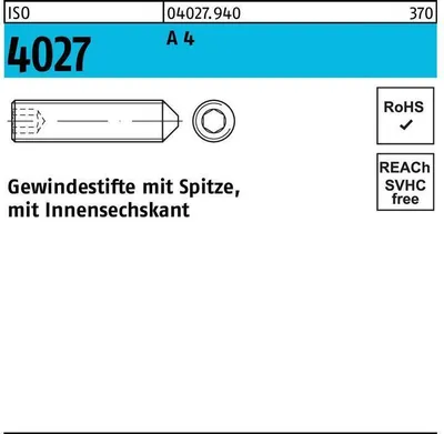 Produktbild von Reyher  Gewindestifte ISO 4027 A 4 M 8 x 25 A 4 (200 Stück)