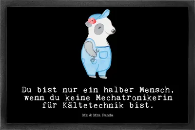 Produktbild von Mr. & Mrs. Panda Schmutzmatte Mechatronikerin für Kältetechnik Herz 50 x 75 cm - Schwarz - Geschenk, fußmatte, Schmutzfangmatte, Gummimatte, Türmatte, Witzig, Spruch