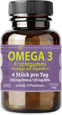 Produktbild von Lühders Omega 3 Gummies - 60 Stück Hochdosierte Omega-3 Gummibärchen mit EPA & DHA für Ihre Versorgung mit essentiellen aquatischen Omega Fettsäuren