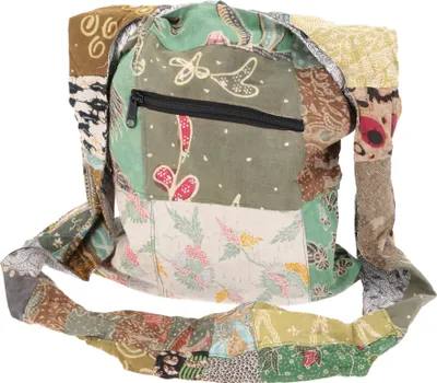 Immagine prodotto di Borsa a tracolla Boho, Borsa Patchwork grande, Shopper - Verde, Unisex - Adulto, Cotone, 38*35*5 cm, Borsa a tracolla alternativa, Borsa in tessuto