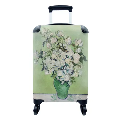 Produktbild von MuchoWow® Koffer Handgepäck Trolley Rollkoffer Kleine Reisekoffer mit 4 Rollen - Vase mit Rosen - Vincent van Gogh - Cabin Size < 55x40x23 cm & 55x40x20 cm - Fotokoffer - Kabinenkoffer - Boardgepäck - Reise-Box - Reisekoffer - Reisegepäck - Koffer mit Bild - Trolley für Kinder