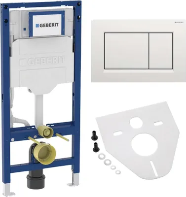 Produktbild von BADfabrik24 Geberit Duofix Element für Wand-WC, 112 cm, mit Sigma UP-Spülkasten 12 cm + Geberit Sigma30 Betätigungsplatte für 2-Mengen-Spülung mattchrom lackiert, Easy-to-clean / hochglanz verchromt inkl. Montageset für Wand-WC