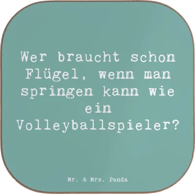 Produktbild von Mr. & Mrs. Panda Tischuntersetzer Spruch Volleyball Sprung - Meeresbrise - Geschenk, Teamarbeit, Sprungfähigkeit, Sportler Geschenke, gläseruntersetzer, Untersetzer Glas