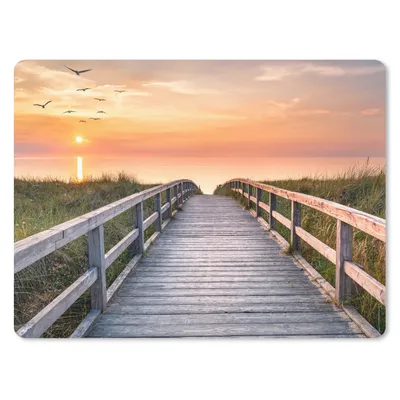 Produktbild von MuchoWow® Mauspad Mousepad Sonnenuntergang - Meer - Weg - Gras - Düne - Vögel 23x19 cm - Mousepads - Maus Mat - Pad - Mausunterlage - Schreibtischunterlage - Mauspad