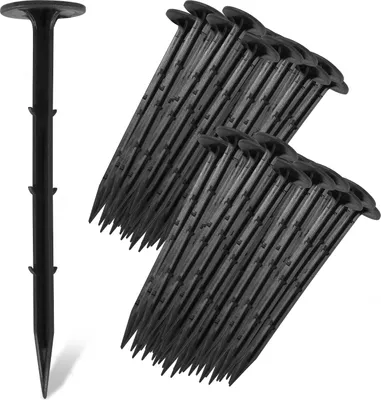 Produktbild von Bodenanker 600 Stück Erdanker je 16 cm lang schwarz Erdnägel Kunststoff Bodenanker Erdspieß Heringe