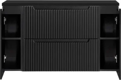 Image de Meuble vasque 'Skelbolu' avec 2 portes et 2 tiroirs rainurés 120 x 60 x 40 cm noir