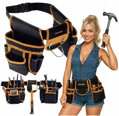 Produktbild von Werkzeuggürtel für Baumaschinen mit 22 Taschen und Hammerhalter