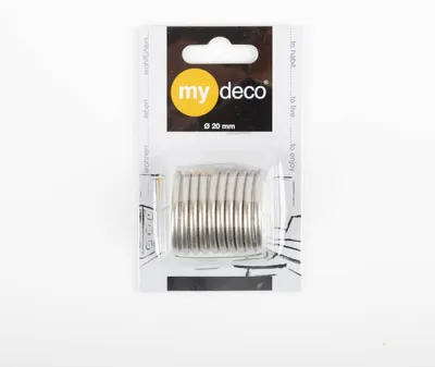 Produktbild von MyDeco Gardinenringe mit Faltenlegehaken 20mm Edelstahl 10er Pack