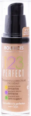 Imagen del producto de Bourjois 123 Perfect, Envase con bomba, Líquido, Universal, Cuidado, Luminoso, Tono bronce claro, Mate