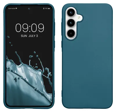 Produktbild von kwmobile Handyhülle für Samsung Galaxy A35 Hülle - Silikon Case metallisch schimmernd - Schutzhülle Cover - Metallic Karibikblau
