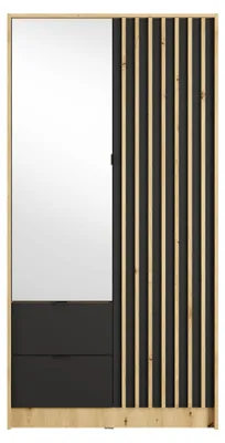 Produktbild von Masseno Drehtürenschrank SATREN 101,7/200,5/54,5cm 2-türig mit Spiegel Eiche Artisan