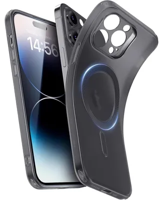 Produktbild von iPhone 14 Pro Hülle klares Silikon Case mit MagSafe stoßfest dünn transparent TPU Schwarz