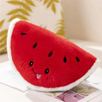 Immagine prodotto di Cuscino in peluche a forma di anguria, 34 cm, carino, ideale come peluche e regalo per bambini