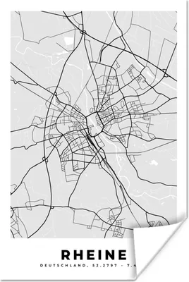 Produktbild von MuchoWow® Poster Karte - Deutschland - Rheine - Stadtplan 60x90 cm - Wanddekoration