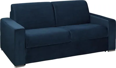 Produktbild von Schlafsofa 3-Sitzer - Liegefläche: 140 cm - Matratzenhöhe: 18 cm - Samt - Dunkelblau - CALITO