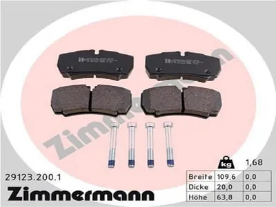 Produktbild von ZIMMERMANN Bremsbeläge Satz Hinten Bremsklötze für IVECO DAILY IV Kasten/Kombi 29123.200.1