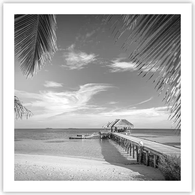 Produktbild von Poster - Poster ohne Rahmen - Himmlisch Strand Monochrom - 60x60 cm - Wand Bild - Wanddeko - Wandbilder - Kunstposter - Wandposter - Bilder - Kunstdruck - Wanddekoration - Wandbild - P2XAC60x60-4750