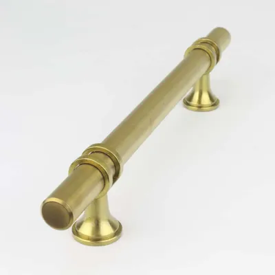 Produktbild von Handgriffshop Noa Möbelgriff Messing 96 mm Küchengriff Schrankgriff Schubladengriff Möbelbeschlag Lochabstand 96mm Griff Messing-Optik