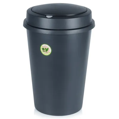 Image de Vilde | Poubelle 47 l - Noir - Pratique - Avec clapet - Recyclable