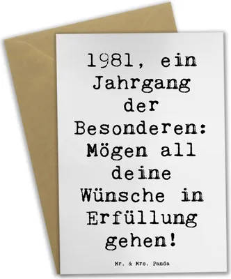 Produktbild von Mr. & Mrs. Panda Beileidskarte Spruch 1981 Geburtstag - Weiß - Geschenk, Wünsche erfüllen, Happy Birthday, Grußkarte, einladungskarten, Alter, Geburtstagsgeschenk