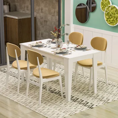 Produktbild von HOMIDEA SHIMAL Esstisch Küchentisch für 4 Personen Modernes Design 120 x 72 x 73,8 cm (Weiß)