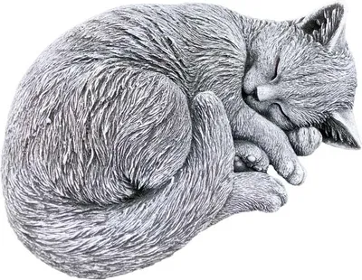 Produktbild von stoneandstyle Steinfigur Katze schlafend eingerollt frostfest massiver Steinguss