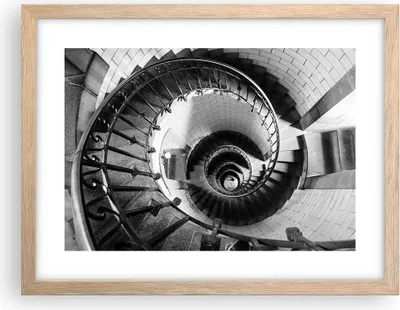 Produktbild von Gerahmtes Poster - Rahmen in heller Eiche - Treppe Spirale Perspektive - 40x30 cm - Wand Bild - Wanddeko - Wandbilder - Kunstposter - Wandposter - Bilderrahmen - Bilder - Kunstdruck - P2NAA40x30-4384