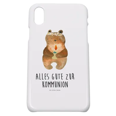 Produktbild von Mr. & Mrs. Panda Iphone 10 Handyhülle Bär Kommunion - Weiß - Geschenk, Gottes Segen, Handy Case, Hülle, X, Teddy, Katholisch, Taufkerze